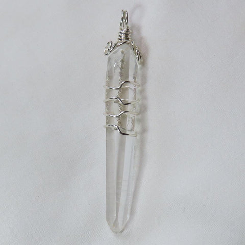Quartz Crystal Double Terminated Point Wire Wrapped Pendant Jewelry