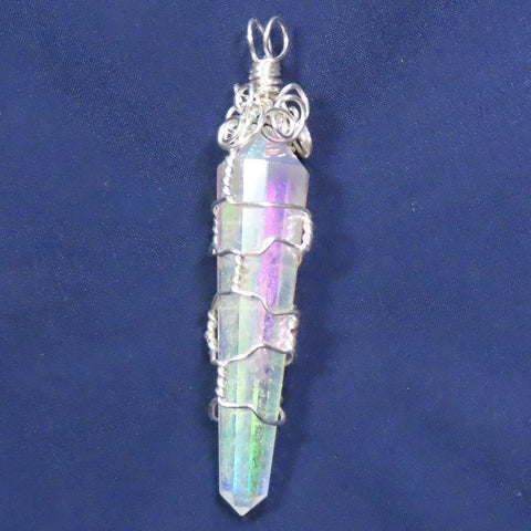 Opal or Angel Aura Polished Vogel DT Wire Wrapped Pendant Jewelry