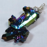 Rainbow Aura Quartz Crystal Cluster Wire Wrapped Pendant Jewelry