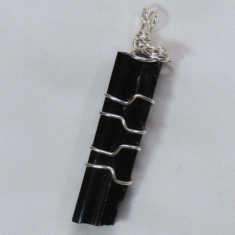Black Tourmaline Crystal Wire Wrapped Pendant Jewelry
