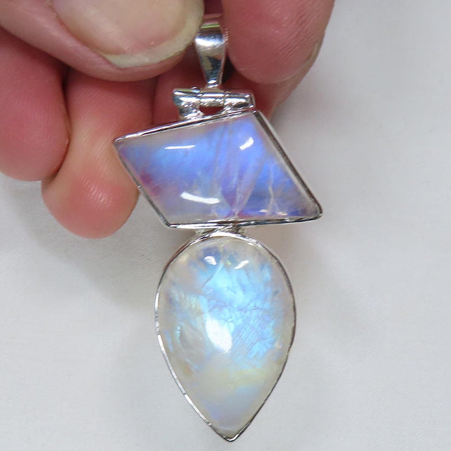 Rainbow Moonstone Sterling Silver Pendant Jewelry