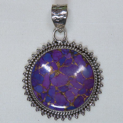 Purple Sage with Copper Jasper Sterling Silver Pendant Jewelry