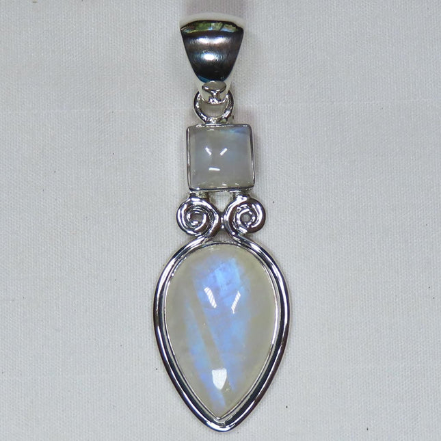 Rainbow Moonstone Sterling Silver Pendant Jewelry
