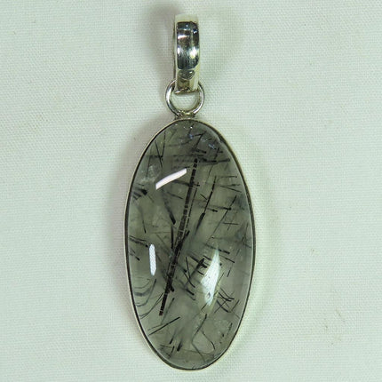 Black Tourmaline in Quartz Sterling Silver Pendant Jewelry