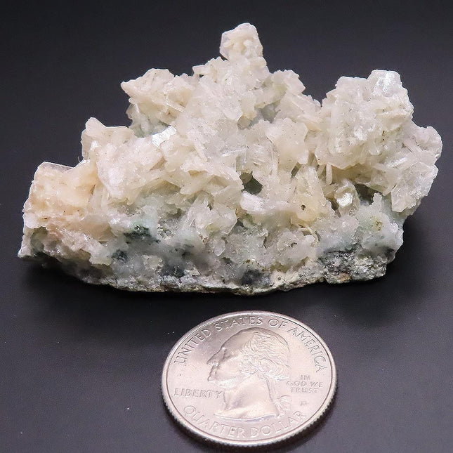 Peach Stilbite Blades & Apophyllites on Grey Quartz from Jalgaon India