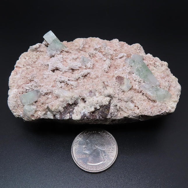 Green Apophyllites & Pink Heulandite on Matrix from Jalgaon, India