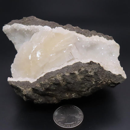 Stilbite & Drusy Quartz on Matrix from Jalgaon, India