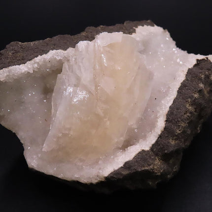 Stilbite & Drusy Quartz on Matrix from Jalgaon, India