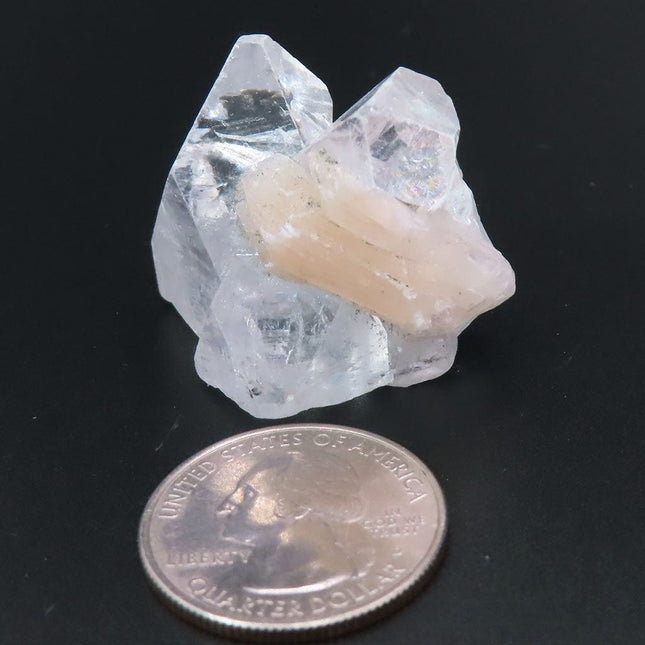 Apophyllite Crystal with Peach Stilbite Blade from Poona, India