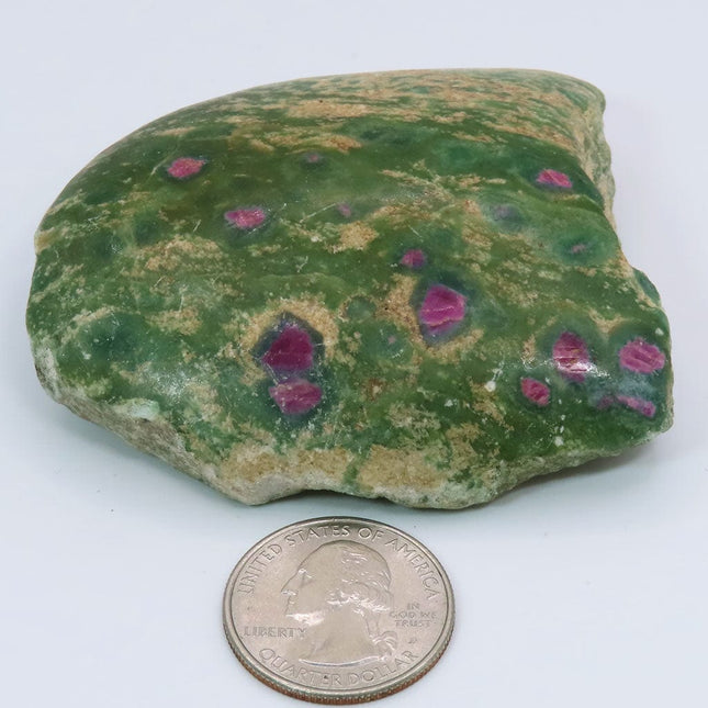 1 Side Polished Ruby and Green Fuchsite with Kyanite Slab from India
