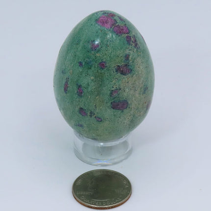 Polished Ruby and Green Fuchsite with Kyanite Egg from India w/ stand