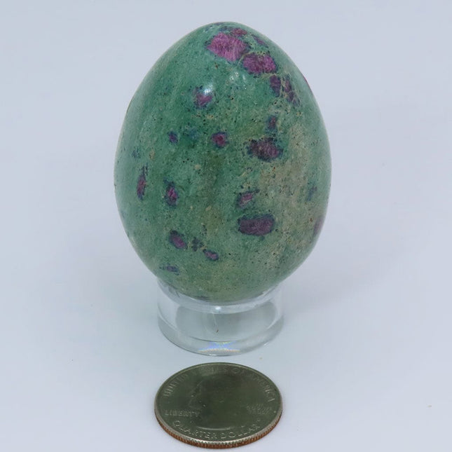 Polished Ruby and Green Fuchsite with Kyanite Egg from India w/ stand