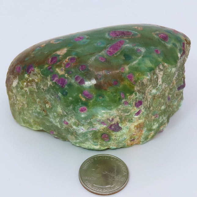 1 side Polished Ruby and Green Fuchsite with Kyanite Slab from India