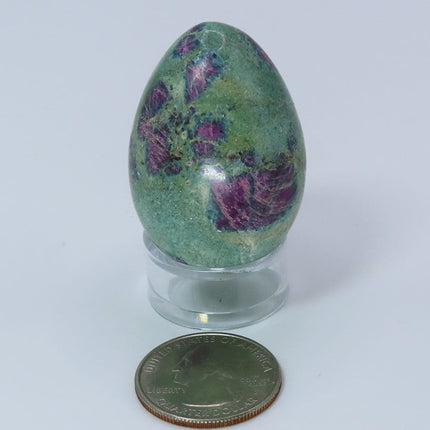 Polished Ruby and Green Fuchsite with Kyanite Egg from India w/ stand