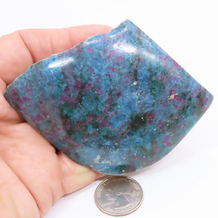 1 side Polished Ruby in Kyanite with Green Fuchsite Slab from India