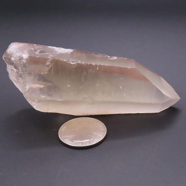 Pink Lemurian Seed Quartz Crystal Point from Brazil