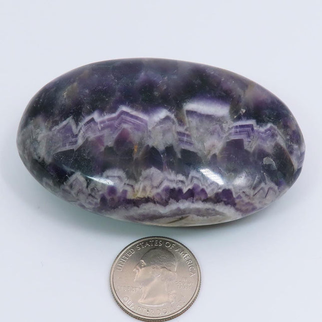 Polished Chevron Amethyst Palm Stone from India