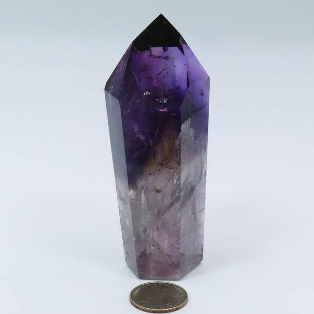 Polished Smoky Amethyst Phantom Point with Rainbows from Bahia Brazil