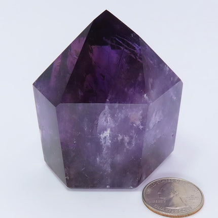 Polished Smoky Amethyst Point with Rainbow from Bahia Brazil