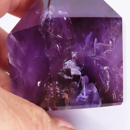 Polished Smoky Amethyst Point with Rainbow from Bahia Brazil