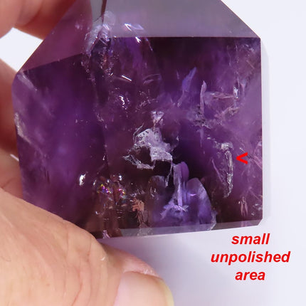 Polished Smoky Amethyst Point with Rainbow from Bahia Brazil