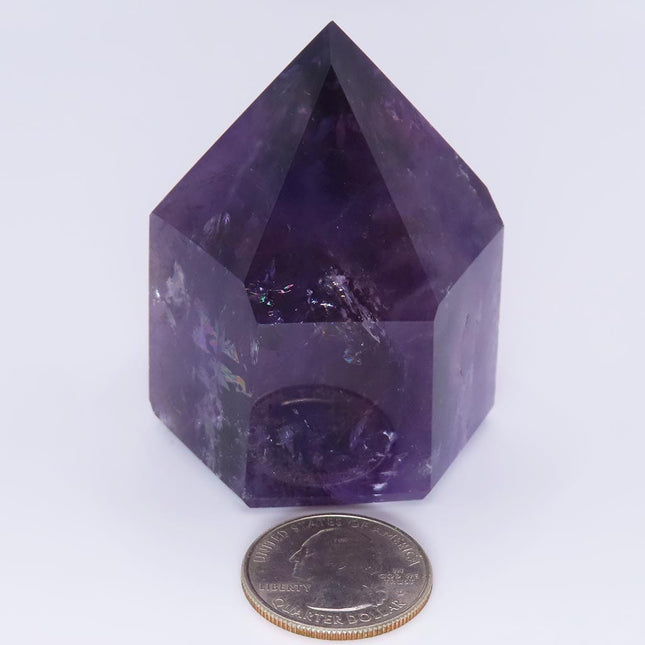 Polished Smoky Amethyst Point with Rainbows from Bahia Brazil