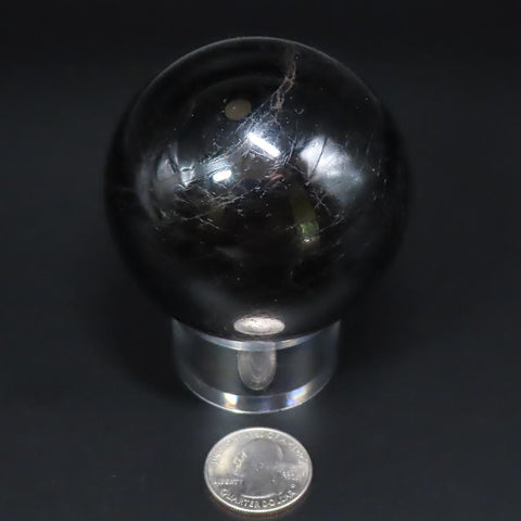 Polished Black Tourmaline Sphere Ball from Brazil