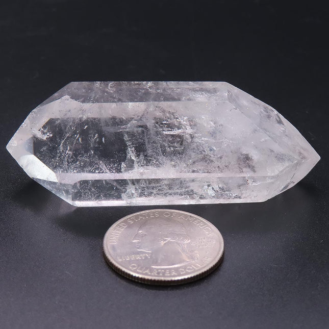 Polished Clear Quartz Crystal Double Terminated Point with Rainbow