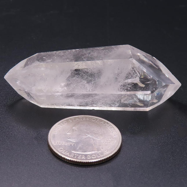 Polished Clear Quartz Crystal Double Terminated Point with Time-Links