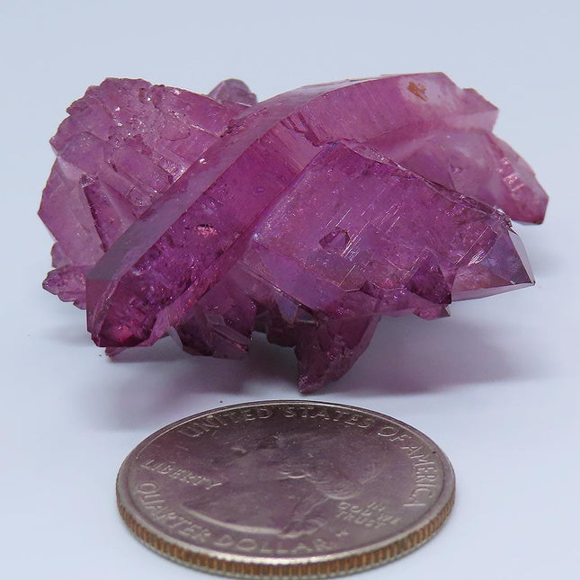 Purple Mist Aura Quartz Crystal Cluster with Curved Point