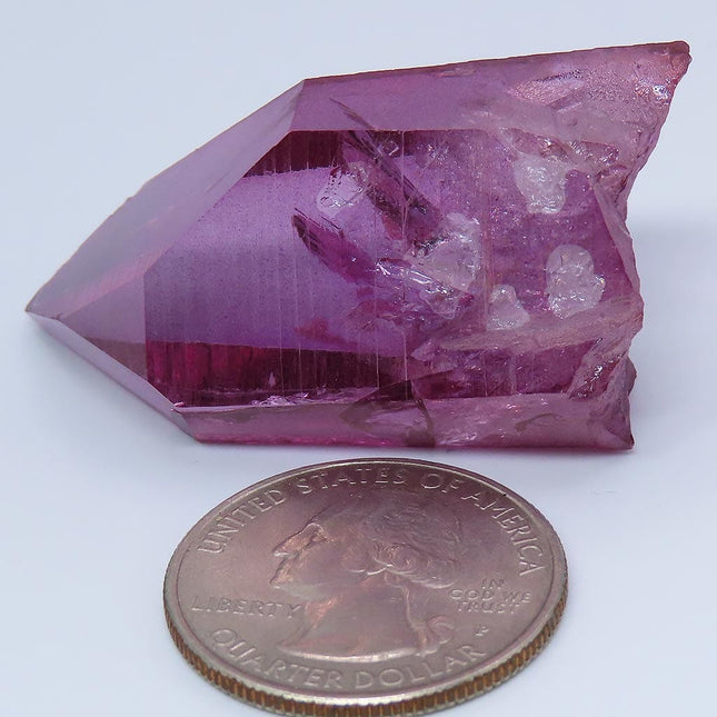 Purple Mist Aura Quartz Crystal Point with Rainbow