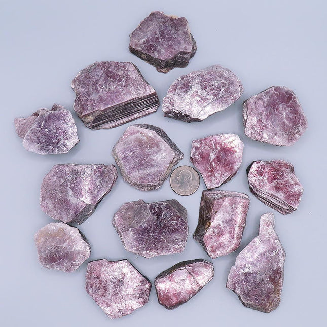 15 Medium Size A Grade Lepidolite Mica Stones from Brazil