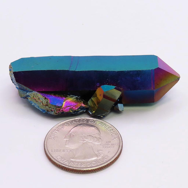 Rainbow or Flame Aura Quartz Crystal Point from Arkansas