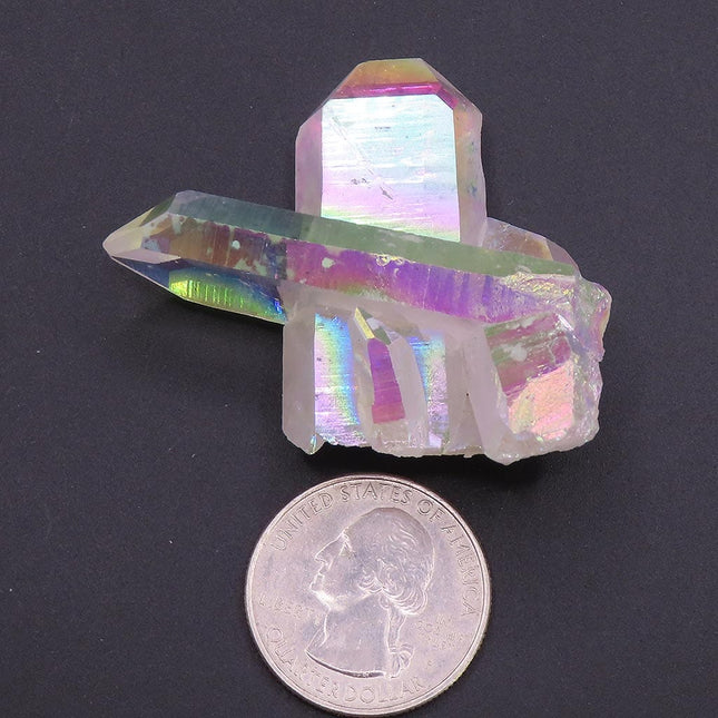 Opal or Angel Aura Quartz Crystal Cluster w/ Tabby & Time-Links