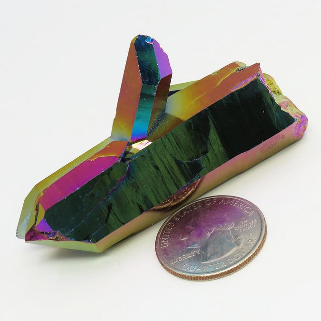 Rainbow or Flame Aura Quartz Crystal Point from Arkansas