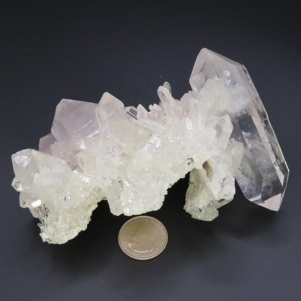 Arkansas Quartz Crystal Square Back Cluster w/ DT & Adularia Attached