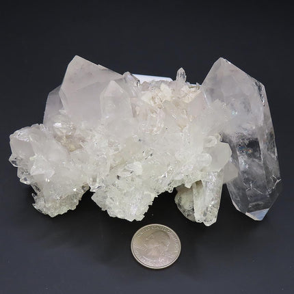 Arkansas Quartz Crystal Square Back Cluster w/ DT & Adularia Attached