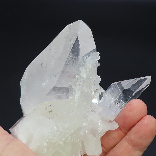 Arkansas Quartz Crystal Cluster with Double Terminated Point & Rainbow