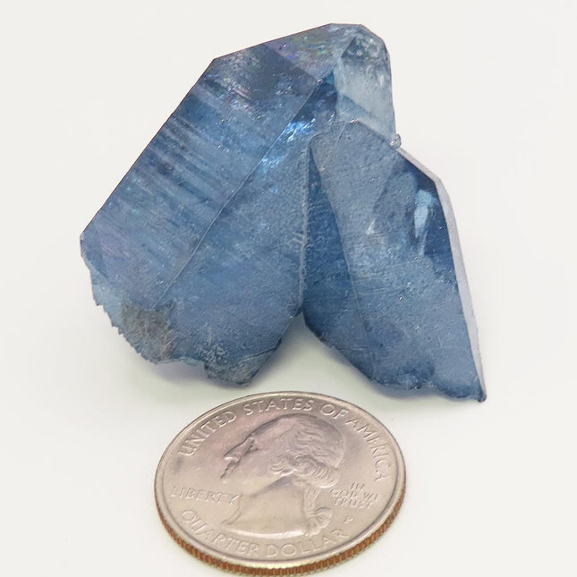 Blue Horizon Aura Quartz Crystal Cluster w/ Rainbow & Self-Healed Base