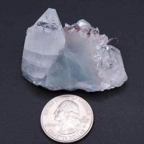 Apophyllite Cluster with Smoky Quartz Base & Red Heulandite from India