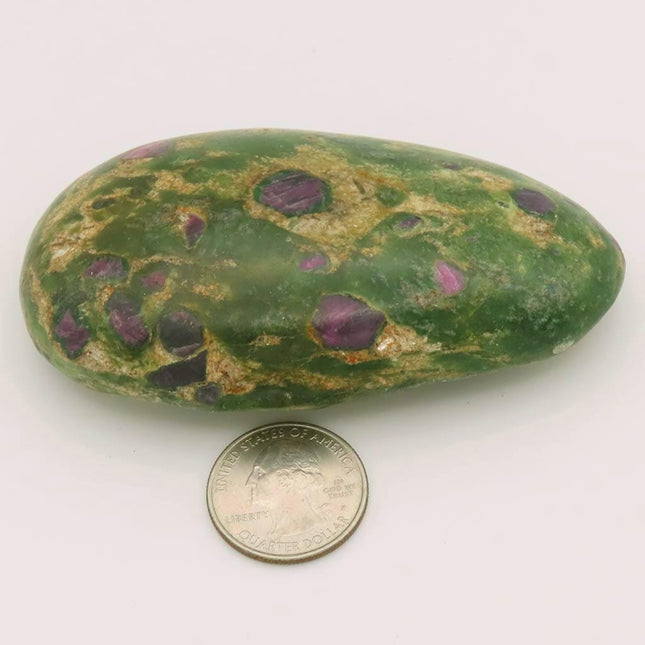1 Side Polished Ruby and Green Fuchsite with White Quartz Slab