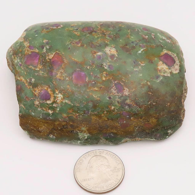 1 Side Polished Ruby and Green Fuchsite with White Quartz Slab