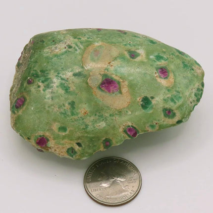 1 Side Polished Ruby and Green Fuchsite with Quartz Slab from India