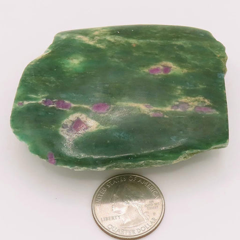 1 Side Polished Ruby and Green Fuchsite with Quartz Slab from India