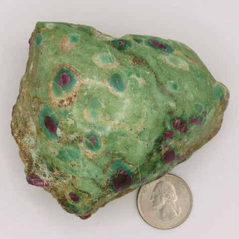 1 Side Polished Ruby and Green Fuchsite with Kyanite Slab from India