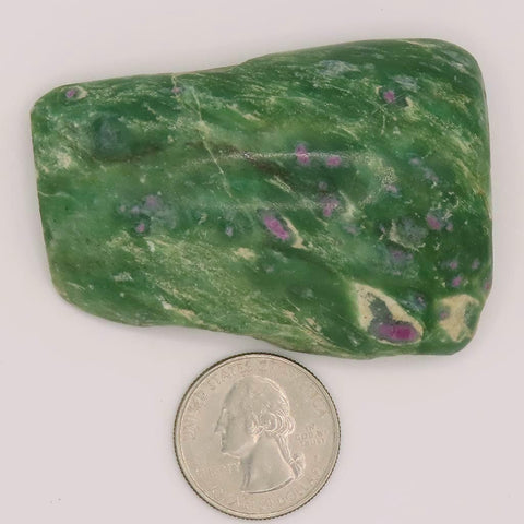 1 Side Polished Ruby and Green Fuchsite with Kyanite Slab from India