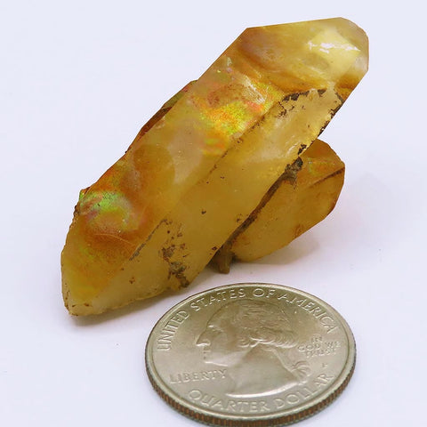 Arkansas Uncleaned Quartz Crystal Grounding Point with Iridescence