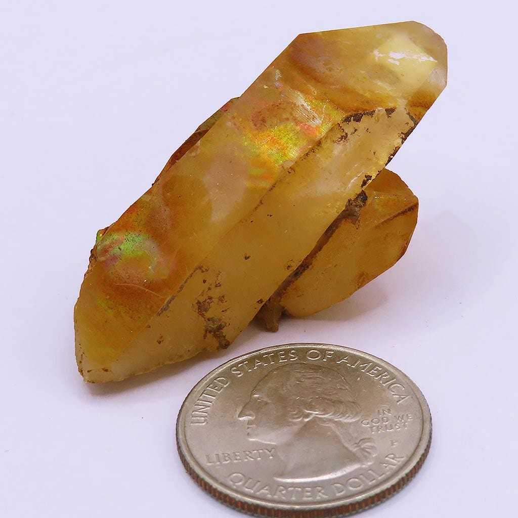 Arkansas Uncleaned Quartz Crystal Grounding Point with Iridescence