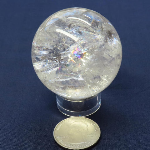 Polished Clear Quartz Crystal Sphere Ball with Rainbows from Brazil