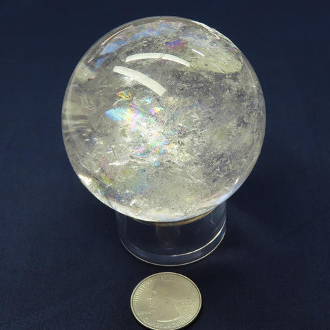 Polished Clear Quartz Crystal Sphere Ball with Rainbows from Brazil